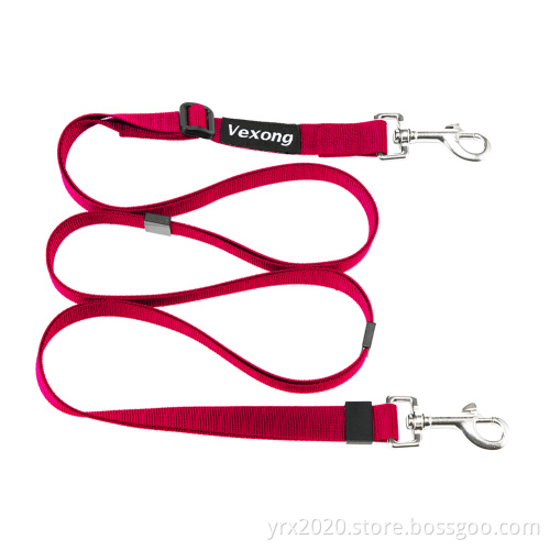 Dog Leash Dual Hooks Red